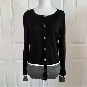 Karen Scott Black and Grey button up Cardigan